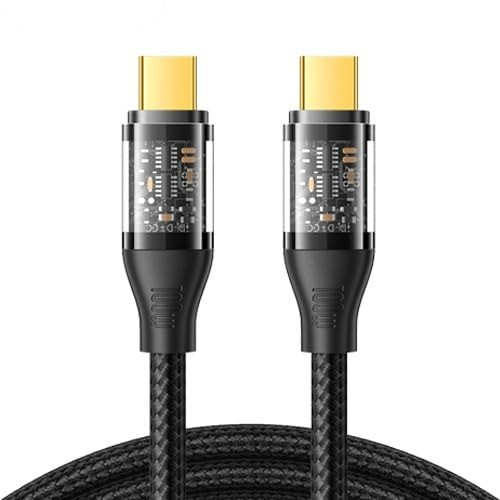 كيبل USB-C فائق السرعة لتوصيل الطاقة 100 واط مع أغطية شفافة