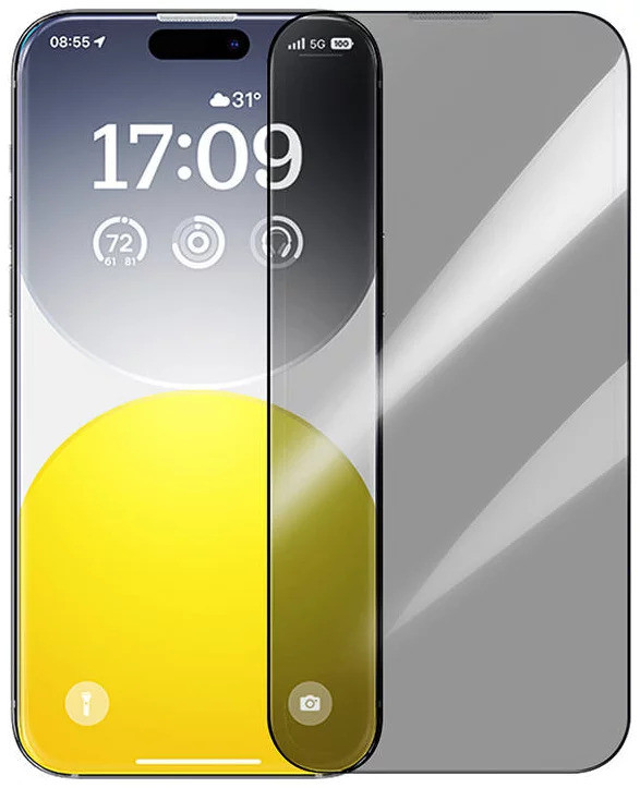 واقي شاشة زجاجي للخصوصية بتغطية كاملة من سلسلة Baseus Diamond لهاتف iPhone 15 Plus