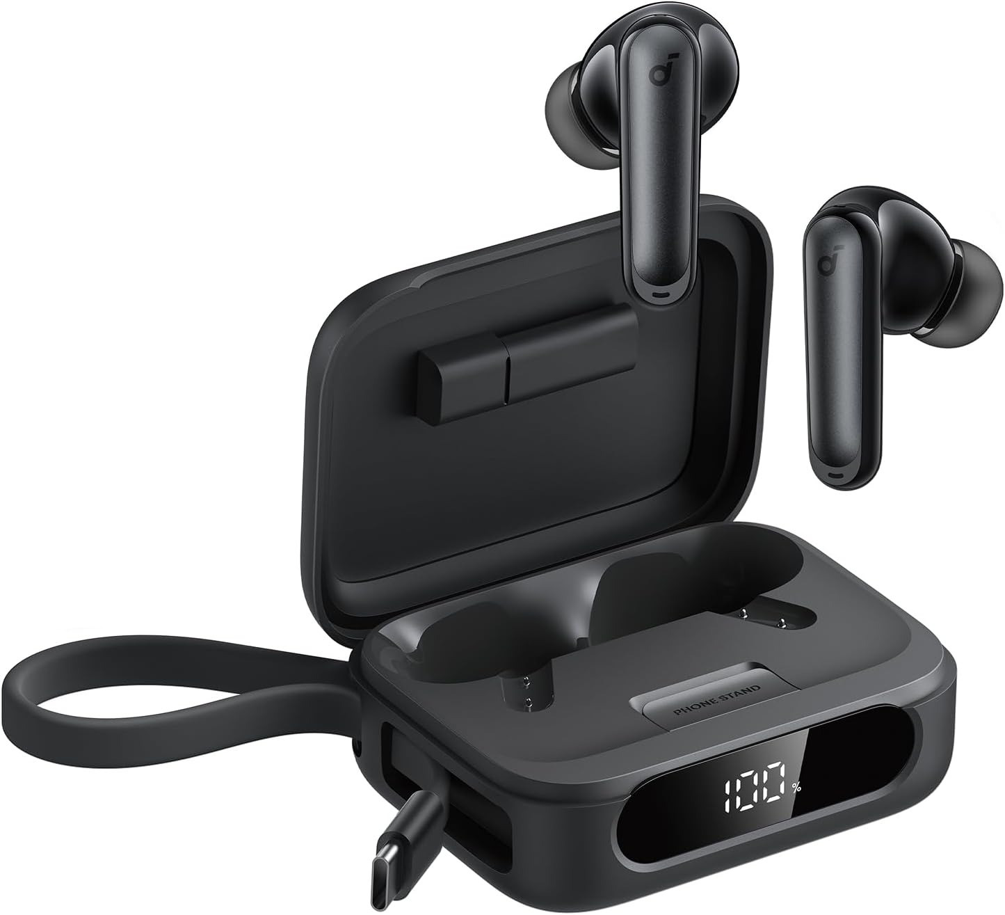 سماعات أذن P41i أنكر، مع شاحن موبايل محمول ومحول لايتنينج، وقت تشغيل 12 ساعة، 192 ساعة مع حافظة، مكالمات واضحة بالذكاء الاصطناعي 6 ميكروفونات، سماعات أذن بلوتوث لاسلكية بمعيار IPX5