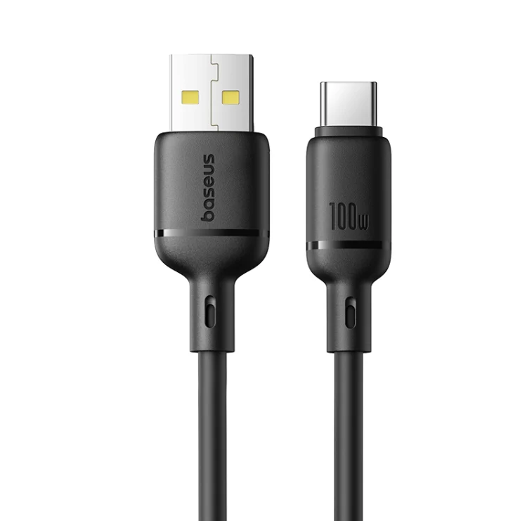 كيبل شحن سريع من Baseus Silky USB-A إلى USB-C 3A - أسود