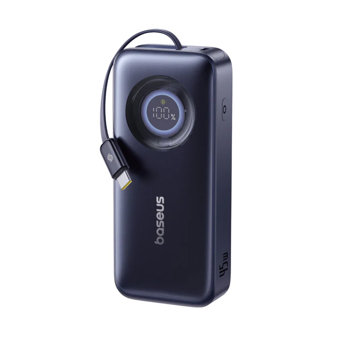 بطارية باوربانك محمولة Baseus EnerCore CR11 مع كابل قابل للسحب، 10000 مللي أمبير/ساعة، 45 واط