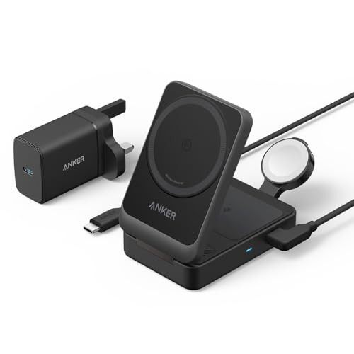 محطة شحن لاسلكية Anker MagGo (15 واط، قابلة للطي 3 في 1)